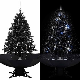 Árbol de Navidad con nieve y base de paraguas PVC negro 140cm en Decoración Festiva y Estacional | Comprar online en Foru.es