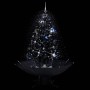 Árbol de Navidad con nieve y base de paraguas PVC negro 140cm en Decoración Festiva y Estacional | Comprar online en Foru.es