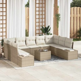 Conjunto de sofá de jardín 10 pcs Beige ratán sintético en Sofás de exterior | Comprar online en Foru.es