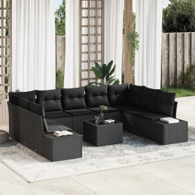 Conjunto de sofá de jardín 10 pcs Negro ratán sintético en Sofás de exterior | Comprar online en Foru.es