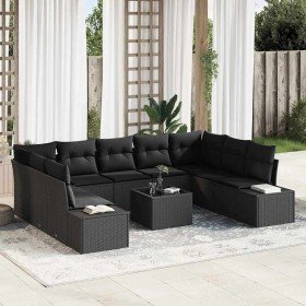 Conjunto de sofá de jardín 10 pcs Negro ratán sintético en Sofás de exterior | Comprar online en Foru.es