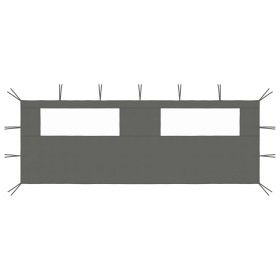 Pared lateral de cenador con ventanas gris antracita 6x2 m de vidaXL, Accesorios para pabellones y cenadores - Ref: Foro24-30...