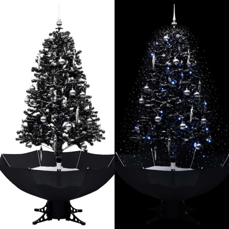 Árbol de Navidad con nieve y base de paraguas PVC negro 170 cm en Decoración Festiva y Estacional | Comprar online en Foru.es