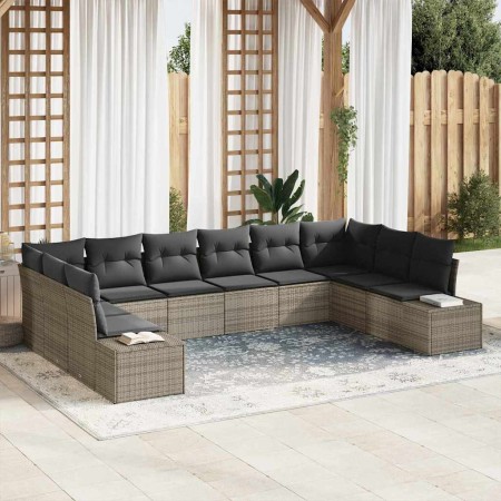Conjunto de sofá de jardín 10 pcs Gris ratán sintético en Sofás de exterior | Comprar online en Foru.es