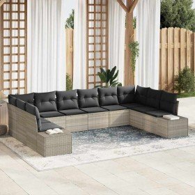 Conjunto de sofá de jardín 10 pcs Gris Claro ratán sintético en Sofás de exterior | Comprar online en Foru.es