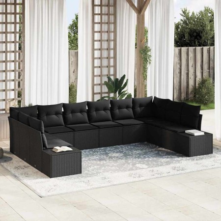 Conjunto de sofá de jardín 10 pcs Negro ratán sintético en Sofás de exterior | Comprar online en Foru.es