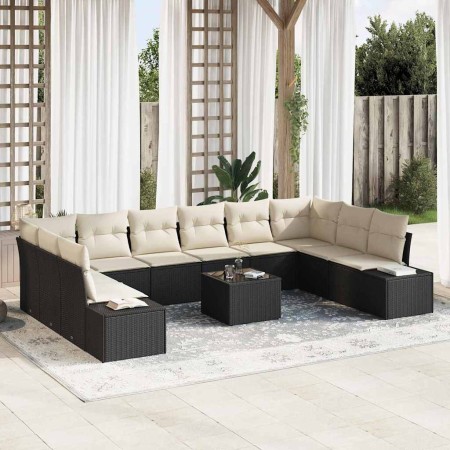 Conjunto de sofá de jardín 11 pcs Negro ratán sintético en Sofás de exterior | Comprar online en Foru.es