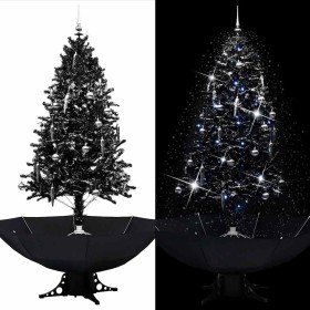 Árbol de Navidad con nieve y base de paraguas PVC negro 190 cm en Decoración Festiva y Estacional | Comprar online en Foru.es
