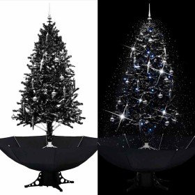 Árbol de Navidad con nieve y base de paraguas PVC negro 190 cm en Decoración Festiva y Estacional | Comprar online en Foru.es