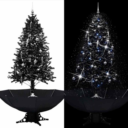 Árbol de Navidad con nieve y base de paraguas PVC negro 190 cm en Decoración Festiva y Estacional | Comprar online en Foru.es