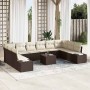 Conjunto de sofá de jardín 11 pcs Marrón ratán sintético en Sofás de exterior | Comprar online en Foru.es
