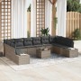Conjunto de sofá de jardín 11 pcs Gris ratán sintético en Sofás de exterior | Comprar online en Foru.es
