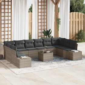Conjunto de sofá de jardín 11 pcs Gris ratán sintético en Sofás de exterior | Comprar online en Foru.es