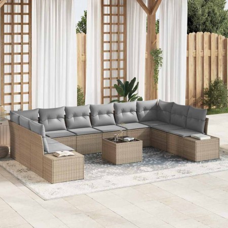 Conjunto de sofá de jardín 11 pcs Beige ratán sintético en Sofás de exterior | Comprar online en Foru.es