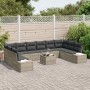 Conjunto de sofá de jardín 11 pcs Gris Claro ratán sintético en Sofás de exterior | Comprar online en Foru.es