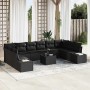 Conjunto de sofá de jardín 11 pcs Negro ratán sintético en Sofás de exterior | Comprar online en Foru.es