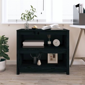 Estantería madera maciza de pino negra 80x35x68 cm de vidaXL, Librerías y estanterías - Ref: Foro24-821678, Precio: 85,55 €, ...