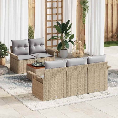 Conjunto de sofás de jardín 6 pcs Beige ratán sintético en Sofás de exterior | Comprar online en Foru.es