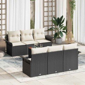 Conjunto de sofás de jardín 7 pcs Negro ratán sintético en Sofás de exterior | Comprar online en Foru.es