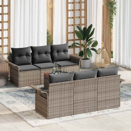 Conjunto de sofás de jardín 7 pcs Gris ratán sintético en Sofás de exterior | Comprar online en Foru.es
