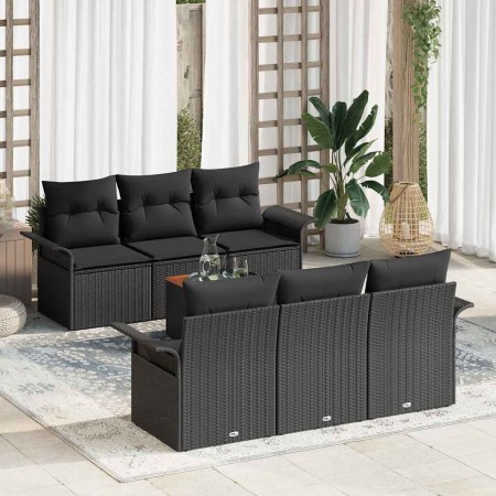 Conjunto de sofás de jardín 7 pcs Negro ratán sintético en Sofás de exterior | Comprar online en Foru.es