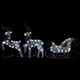 Trineo y renos decoración de Navidad de jardín 60 LED plateado en Decoración Festiva y Estacional | Comprar online en Foru.es
