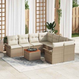 Conjunto de sofás de jardín 9 pcs Beige ratán sintético en Sofás de exterior | Comprar online en Foru.es