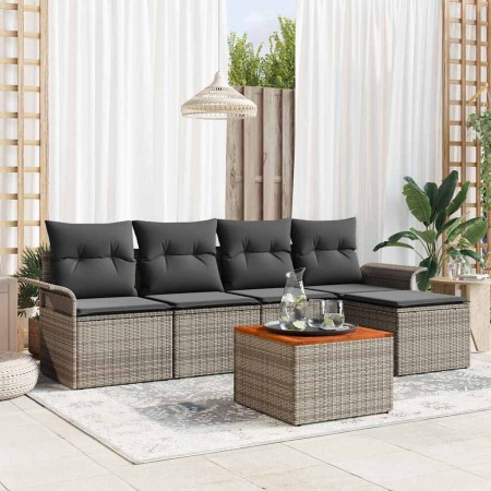 Conjunto de sofás de jardín 6 pcs Gris ratán sintético en Sofás de exterior | Comprar online en Foru.es