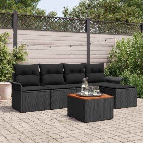 Conjunto de sofás de jardín 6 pcs Negro ratán sintético en Sofás de exterior | Comprar online en Foru.es