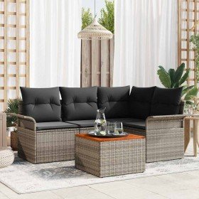 Conjunto de sofás de jardín 5 pcs Gris ratán sintético en Sofás de exterior | Comprar online en Foru.es