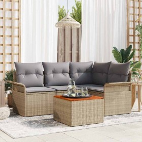 Conjunto de sofás de jardín 5 pcs Beige ratán sintético en Sofás de exterior | Comprar online en Foru.es