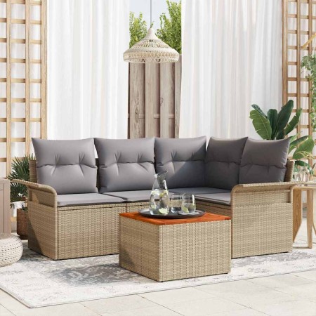 Conjunto de sofás de jardín 5 pcs Beige ratán sintético en Sofás de exterior | Comprar online en Foru.es