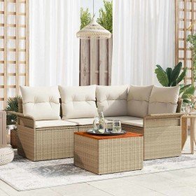Conjunto de sofás de jardín 5 pcs Beige ratán sintético en Sofás de exterior | Comprar online en Foru.es