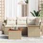 Conjunto de sofás de jardín 5 pcs Beige ratán sintético en Sofás de exterior | Comprar online en Foru.es