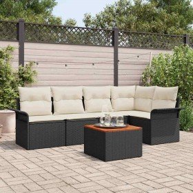 Conjunto de sofás de jardín 6 pcs Negro ratán sintético en Sofás de exterior | Comprar online en Foru.es