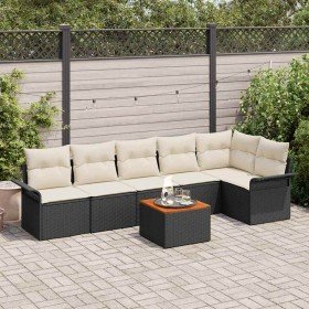 Conjunto de sofá de jardín 7 pcs Negro Poliratán en Sofás de exterior | Comprar online en Foru.es