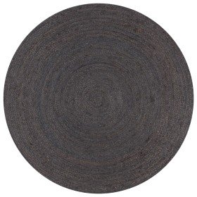 Alfombra de yute tejida a mano redonda gris 120 cm en Alfombras | Comprar online en Foru.es