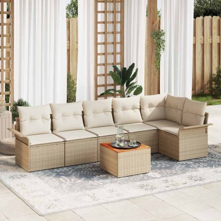 Conjunto de sofá de jardín 7 pcs Beige Poliratán en Sofás de exterior | Comprar online en Foru.es