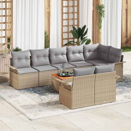 Conjunto de sofás de jardín 9 pcs Beige ratán sintético en Sofás de exterior | Comprar online en Foru.es