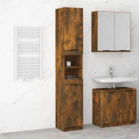 Armario de baño madera ingeniería roble ahumado 32x34x188,5 cm de vidaXL, Taquillas y armarios de almacenamiento - Ref: Foro2...