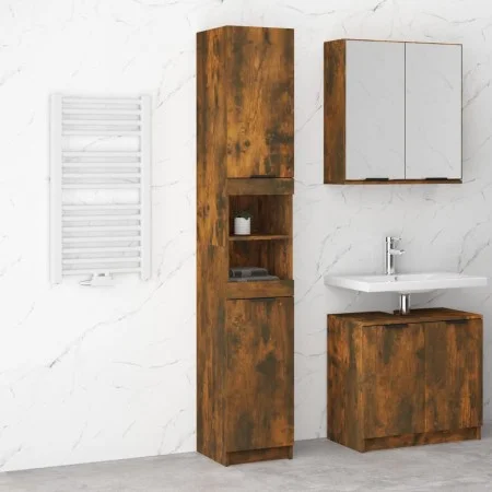 Armario de baño madera ingeniería roble ahumado 32x34x188,5 cm de vidaXL, Taquillas y armarios de almacenamiento - Ref: Foro2...