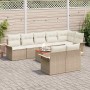 Conjunto de sofás de jardín 9 pcs Beige ratán sintético en Sofás de exterior | Comprar online en Foru.es