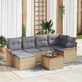 Conjunto de sofás de jardín 7 pcs Beige ratán sintético en Sofás de exterior | Comprar online en Foru.es