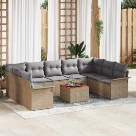 Conjunto de sofá de jardín 10 pcs Beige Poliratán en Sofás de exterior | Comprar online en Foru.es
