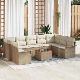 Conjunto de sofá de jardín 10 pcs Beige Poliratán en Sofás de exterior | Comprar online en Foru.es