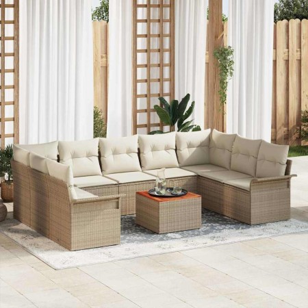 Conjunto de sofá de jardín 10 pcs Beige Poliratán en Sofás de exterior | Comprar online en Foru.es