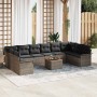Conjunto de sofás de jardín 11 pcs Gris ratán sintético en Sofás de exterior | Comprar online en Foru.es