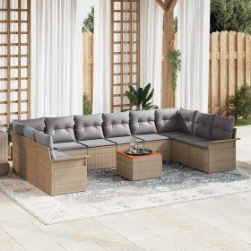Conjunto de sofás de jardín 11 pcs Beige ratán sintético en Sofás de exterior | Comprar online en Foru.es