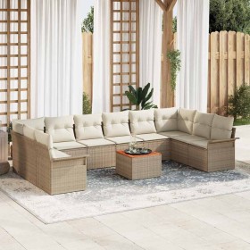 Conjunto de sofás de jardín 11 pcs Beige ratán sintético en Sofás de exterior | Comprar online en Foru.es