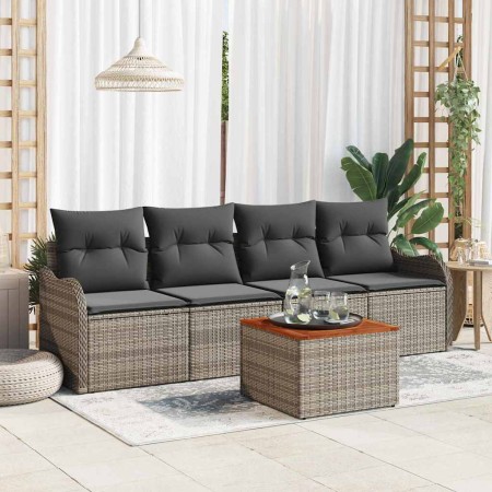 Conjunto de sofás de jardín 5 pcs Gris ratán sintético en Sofás de exterior | Comprar online en Foru.es